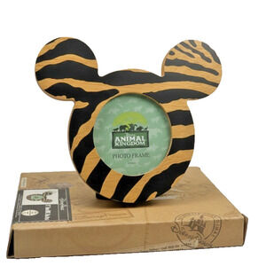 Disney Animal Kingdom Mickey Photo Frame Zebra Safari wood new in box